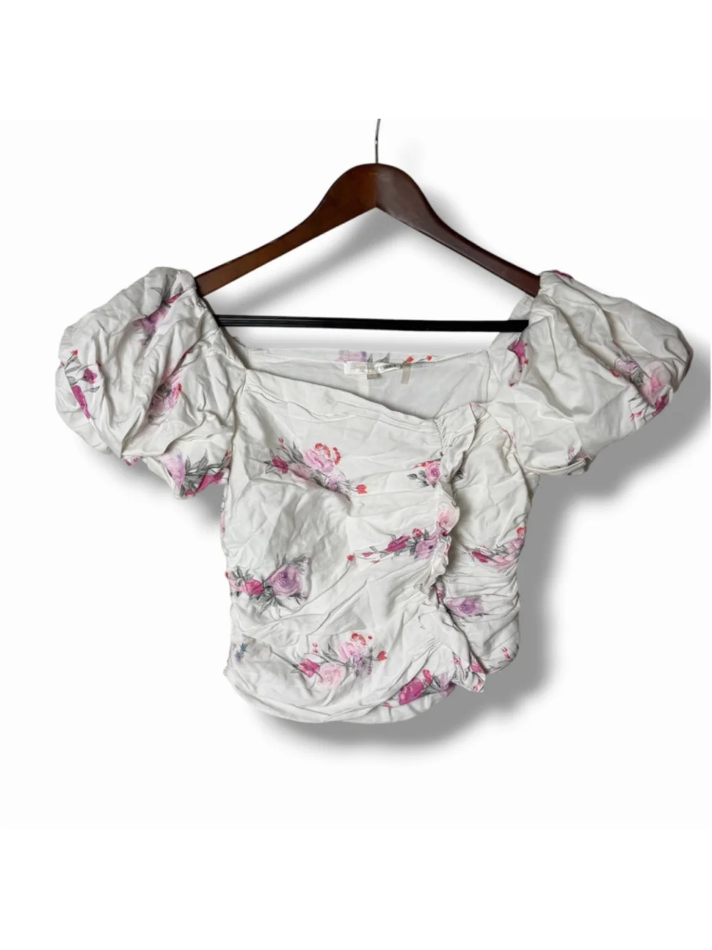 LoveShackFancy Dalima Top 2 Spanish Lavender Puff Sleeve Square Neck Zip Ruffles